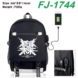 Hatsune Miku canvas USB backpack cartoon print student backpack 46X32X14CM 700g 