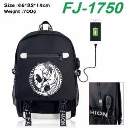 Hatsune Miku canvas USB backpack cartoon print student backpack 46X32X14CM 700g 