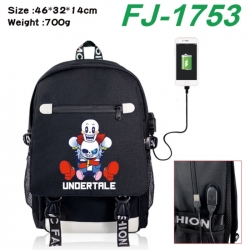 Undertale canvas USB backpack cartoon print student backpack 46X32X14CM 700g 