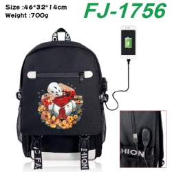Undertale canvas USB backpack cartoon print student backpack 46X32X14CM 700g 
