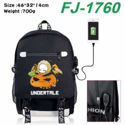 Undertale canvas USB backpack cartoon print student backpack 46X32X14CM 700g 