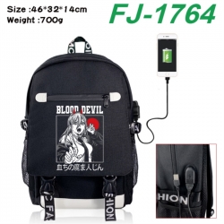 Chainsaw Man canvas USB backpack cartoon print student backpack 46X32X14CM 700g 