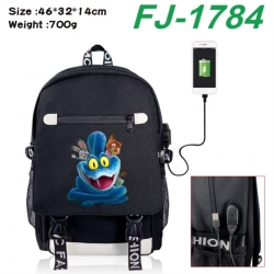 Zootopia canvas USB backpack cartoon print student backpack 46X32X14CM 700g 