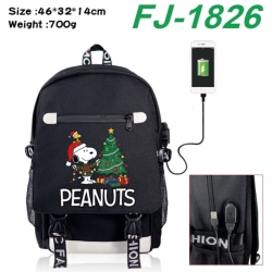 Peanuts&zwnj; canvas USB backpack cartoon print student backpack 46X32X14CM 700g 