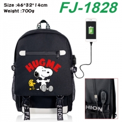 Peanuts&zwnj; canvas USB backpack cartoon print student backpack 46X32X14CM 700g 
