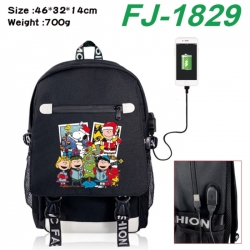 Peanuts&zwnj; canvas USB backpack cartoon print student backpack 46X32X14CM 700g 