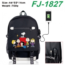 Peanuts&zwnj; canvas USB backpack cartoon print student backpack 46X32X14CM 700g 