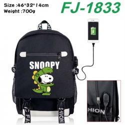 Peanuts&zwnj; canvas USB backpack cartoon print student backpack 46X32X14CM 700g 