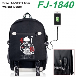 Naruto canvas USB backpack cartoon print student backpack 46X32X14CM 700g 