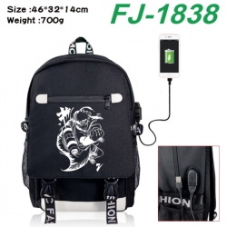 Naruto canvas USB backpack cartoon print student backpack 46X32X14CM 700g 