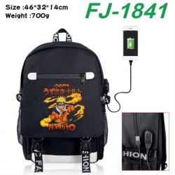 Naruto canvas USB backpack cartoon print student backpack 46X32X14CM 700g 