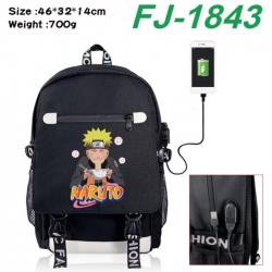 Naruto canvas USB backpack cartoon print student backpack 46X32X14CM 700g 