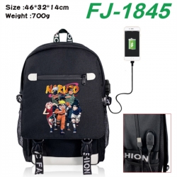 Naruto canvas USB backpack cartoon print student backpack 46X32X14CM 700g 