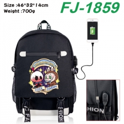 Labubu canvas USB backpack cartoon print student backpack 46X32X14CM 700g 