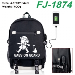 TOTORO canvas USB backpack cartoon print student backpack 46X32X14CM 700g 