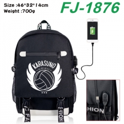 Haikyuu!! canvas USB backpack cartoon print student backpack 46X32X14CM 700g 