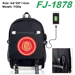 Haikyuu!! canvas USB backpack cartoon print student backpack 46X32X14CM 700g 