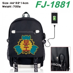 Haikyuu!! canvas USB backpack cartoon print student backpack 46X32X14CM 700g 
