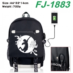 Haikyuu!! canvas USB backpack cartoon print student backpack 46X32X14CM 700g 