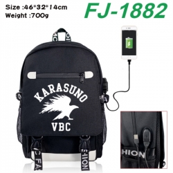Haikyuu!! canvas USB backpack cartoon print student backpack 46X32X14CM 700g 