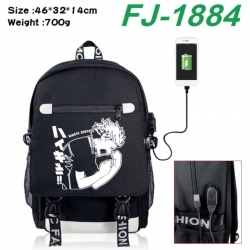 Haikyuu!! canvas USB backpack cartoon print student backpack 46X32X14CM 700g 