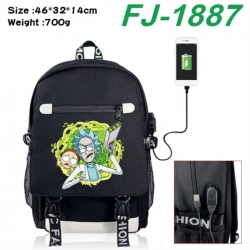 Rick and Morty canvas USB backpack cartoon print student backpack 46X32X14CM 700g 