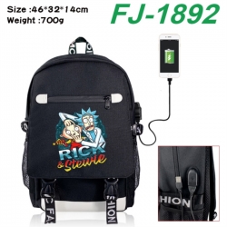 Rick and Morty canvas USB backpack cartoon print student backpack 46X32X14CM 700g 