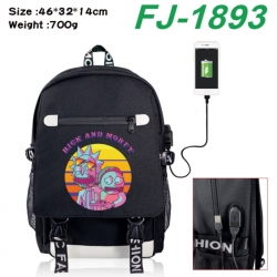 Rick and Morty canvas USB backpack cartoon print student backpack 46X32X14CM 700g 