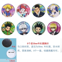 HunterXHunter Anime Round cloth film brooch badge 58MM a set of 8