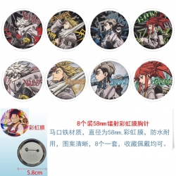 Gachiakuta  Anime Circular laser rainbow film brooch badge 58MM a set of 8