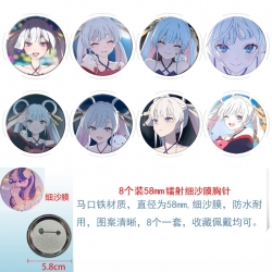 Cosmic princess kaguya  Anime Circular laser fine sand film brooch badge 58MM a set of 8