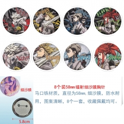 Gachiakuta Anime Circular laser fine sand film brooch badge 58MM a set of 8