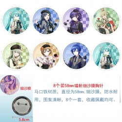 &zwnj;Project SEKAI&zwnj; Anime Circular laser fine sand film brooch badge 58MM a set of 8