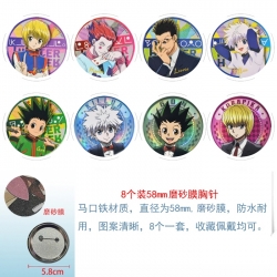 HunterXHunter Anime round scrub film brooch badge 58MM a set of 8