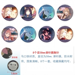Cosmic princess kaguya Anime round scrub film brooch badge 58MM a set of 8