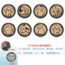 Pokemon Anime round scrub film brooch badge 58MM a set of 8