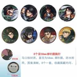 Shingeki no Kyojin Anime round scrub film brooch badge 58MM a set of 8