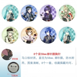 &zwnj;Project SEKAI&zwnj; Anime round scrub film brooch badge 58MM a set of 8