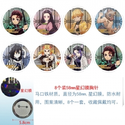 Demon Slayer Kimets Anime round Astral membrane brooch badge 58MM a set of 8
