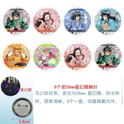 Demon Slayer Kimets Anime round Astral membrane brooch badge 58MM a set of 8
