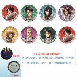 Shingeki no Kyojin Anime round Astral membrane brooch badge 58MM a set of 8