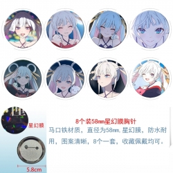 Cosmic princess kaguya Anime round Astral membrane brooch badge 58MM a set of 8