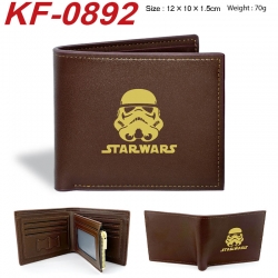 Star Wars Anime peripheral black brown leather double fold wallet 12X10X1.5CM 70g