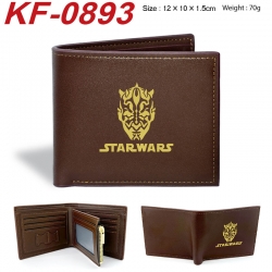 Star Wars Anime peripheral black brown leather double fold wallet 12X10X1.5CM 70g