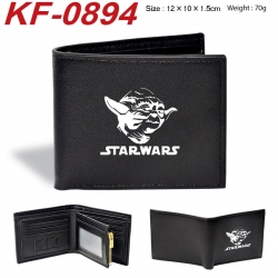 Star Wars Anime peripheral black brown leather double fold wallet 12X10X1.5CM 70g