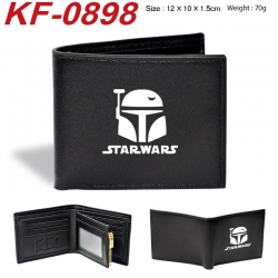 Star Wars Anime peripheral black brown leather double fold wallet 12X10X1.5CM 70g