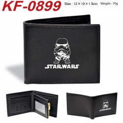 Star Wars Anime peripheral black brown leather double fold wallet 12X10X1.5CM 70g