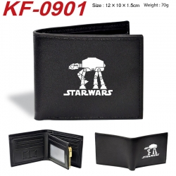Star Wars Anime peripheral black brown leather double fold wallet 12X10X1.5CM 70g