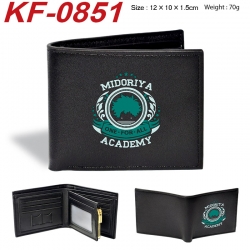 My Hero Academia Anime peripheral black brown leather double fold wallet 12X10X1.5CM 70g
