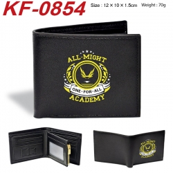 My Hero Academia Anime peripheral black brown leather double fold wallet 12X10X1.5CM 70g